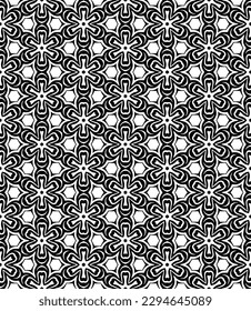 Patrón abstracto sin fisuras en blanco y negro. Fondo y fondo. Diseño ornamental a escala de grises. Ornamentos mosaicos. Ilustración gráfica vectorial. EPS10.