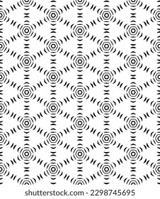 Black and white seamless abstract pattern. Background and backdrop. Grayscale ornamental design. Mosaic ornaments. Vector graphic illustration. EPS10.