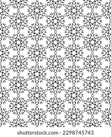 Black and white seamless abstract pattern. Background and backdrop. Grayscale ornamental design. Mosaic ornaments. Vector graphic illustration. EPS10.