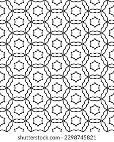 Black and white seamless abstract pattern. Background and backdrop. Grayscale ornamental design. Mosaic ornaments. Vector graphic illustration. EPS10.