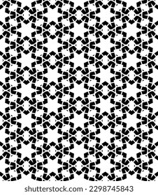 Black and white seamless abstract pattern. Background and backdrop. Grayscale ornamental design. Mosaic ornaments. Vector graphic illustration. EPS10.