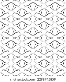 Black and white seamless abstract pattern. Background and backdrop. Grayscale ornamental design. Mosaic ornaments. Vector graphic illustration. EPS10.