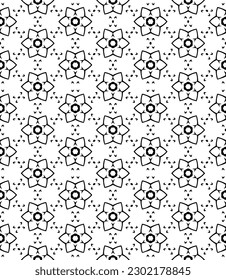 Black and white seamless abstract pattern. Background and backdrop. Grayscale ornamental design. Mosaic ornaments. Vector graphic illustration. EPS10.