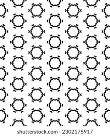 Black and white seamless abstract pattern. Background and backdrop. Grayscale ornamental design. Mosaic ornaments. Vector graphic illustration. EPS10.
