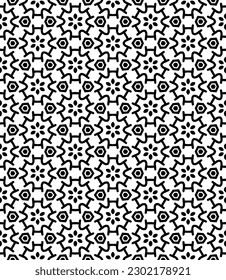 Schwarz-Weiß-Abstraktes Muster. Hintergrund und Hintergrund. Graustufen-Zierdesign. Mosaikverzierungen. Vektorgrafik. EPS10.