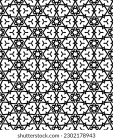 Black and white seamless abstract pattern. Background and backdrop. Grayscale ornamental design. Mosaic ornaments. Vector graphic illustration. EPS10.