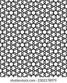 Schwarz-Weiß-Abstraktes Muster. Hintergrund und Hintergrund. Graustufen-Zierdesign. Mosaikverzierungen. Vektorgrafik. EPS10.