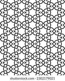 Black and white seamless abstract pattern. Background and backdrop. Grayscale ornamental design. Mosaic ornaments. Vector graphic illustration. EPS10.