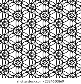 Black and white seamless abstract pattern. Background and backdrop. Grayscale ornamental design. Mosaic ornaments. Vector graphic illustration. EPS10.