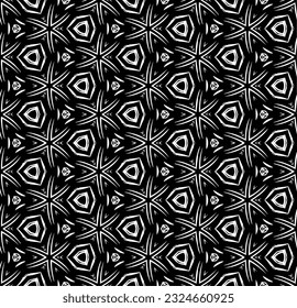 Black and white seamless abstract pattern. Background and backdrop. Grayscale ornamental design. Mosaic ornaments. Vector graphic illustration. EPS10.