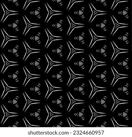 Black and white seamless abstract pattern. Background and backdrop. Grayscale ornamental design. Mosaic ornaments. Vector graphic illustration. EPS10.