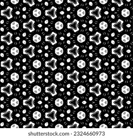 Black and white seamless abstract pattern. Background and backdrop. Grayscale ornamental design. Mosaic ornaments. Vector graphic illustration. EPS10.