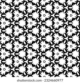 Black and white seamless abstract pattern. Background and backdrop. Grayscale ornamental design. Mosaic ornaments. Vector graphic illustration. EPS10.
