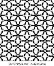 Patrón abstracto sin fisuras en blanco y negro. Fondo y fondo. Diseño ornamental a escala de grises. Ornamentos mosaicos. Ilustración gráfica vectorial. EPS10.