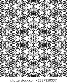 Schwarz-Weiß-Abstraktes Muster. Hintergrund und Hintergrund. Graustufen-Zierdesign. Mosaikverzierungen. Vektorgrafik. EPS10.