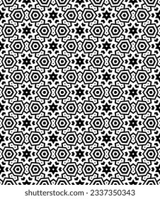 Schwarz-Weiß-Abstraktes Muster. Hintergrund und Hintergrund. Graustufen-Zierdesign. Mosaikverzierungen. Vektorgrafik. EPS10.