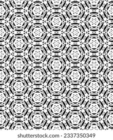 Black and white seamless abstract pattern. Background and backdrop. Grayscale ornamental design. Mosaic ornaments. Vector graphic illustration. EPS10.