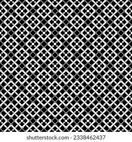 Black and white seamless abstract pattern. Background and backdrop. Grayscale ornamental design. Mosaic ornaments. Vector graphic illustration. EPS10.