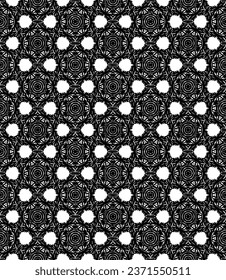 Black and white seamless abstract pattern. Background and backdrop. Grayscale ornamental design. Mosaic ornaments. Vector graphic illustration. EPS10.