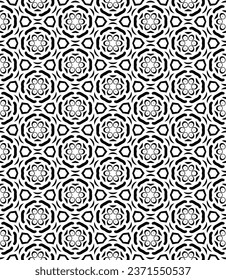 Black and white seamless abstract pattern. Background and backdrop. Grayscale ornamental design. Mosaic ornaments. Vector graphic illustration. EPS10.