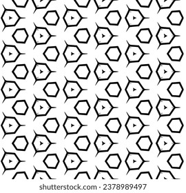 Patrón abstracto sin fisuras en blanco y negro. Fondo y fondo. Diseño ornamental a escala de grises. Ornamentos mosaicos. Ilustración gráfica vectorial. EPS10.