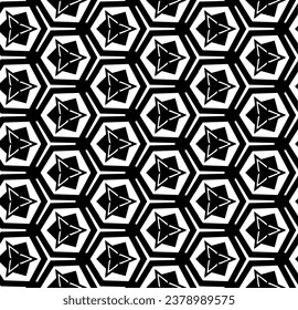 Black and white seamless abstract pattern. Background and backdrop. Grayscale ornamental design. Mosaic ornaments. Vector graphic illustration. EPS10.