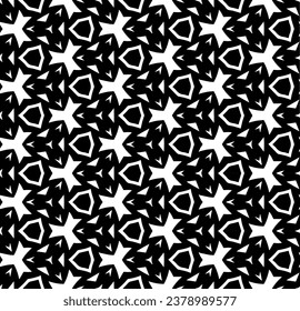 Black and white seamless abstract pattern. Background and backdrop. Grayscale ornamental design. Mosaic ornaments. Vector graphic illustration. EPS10.