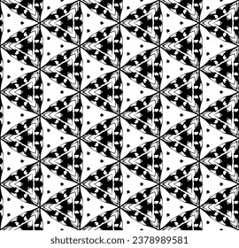 Black and white seamless abstract pattern. Background and backdrop. Grayscale ornamental design. Mosaic ornaments. Vector graphic illustration. EPS10.