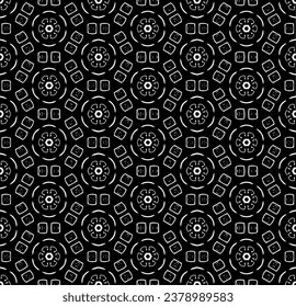 Black and white seamless abstract pattern. Background and backdrop. Grayscale ornamental design. Mosaic ornaments. Vector graphic illustration. EPS10.