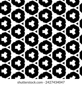 Black and white seamless abstract pattern. Background and backdrop. Grayscale ornamental design. Mosaic ornaments. Vector graphic illustration. EPS10.