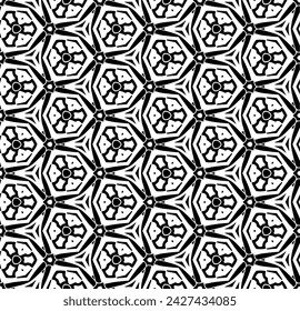 Patrón abstracto sin costuras blanco y negro. Fondo y telón de fondo. Diseño ornamental en escala de grises. Adornos en mosaico. Ilustración gráfica vectorial. EPS10.