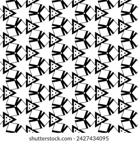 Patrón abstracto sin costuras blanco y negro. Fondo y telón de fondo. Diseño ornamental en escala de grises. Adornos en mosaico. Ilustración gráfica vectorial. EPS10.
