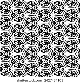 Black and white seamless abstract pattern. Background and backdrop. Grayscale ornamental design. Mosaic ornaments. Vector graphic illustration. EPS10.