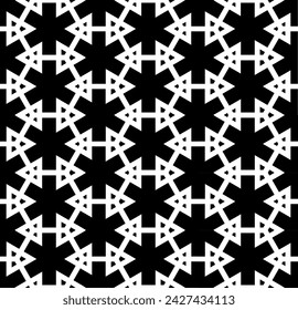 Patrón abstracto sin costuras blanco y negro. Fondo y telón de fondo. Diseño ornamental en escala de grises. Adornos en mosaico. Ilustración gráfica vectorial. EPS10.