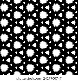Patrón abstracto sin costuras blanco y negro. Fondo y telón de fondo. Diseño ornamental en escala de grises. Adornos en mosaico. Ilustración gráfica vectorial. EPS10.
