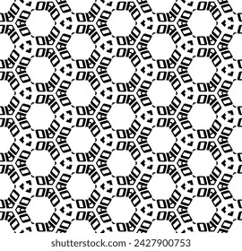 Black and white seamless abstract pattern. Background and backdrop. Grayscale ornamental design. Mosaic ornaments. Vector graphic illustration. EPS10.