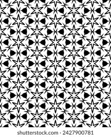 Patrón abstracto sin costuras blanco y negro. Fondo y telón de fondo. Diseño ornamental en escala de grises. Adornos en mosaico. Ilustración gráfica vectorial. EPS10.