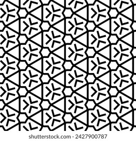 Black and white seamless abstract pattern. Background and backdrop. Grayscale ornamental design. Mosaic ornaments. Vector graphic illustration. EPS10.