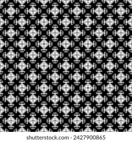 Black and white seamless abstract pattern. Background and backdrop. Grayscale ornamental design. Mosaic ornaments. Vector graphic illustration. EPS10.