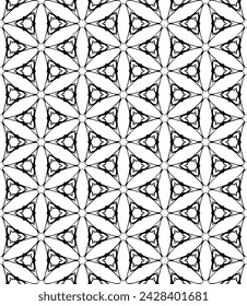 Schwarz-Weiß nahtloses abstraktes Muster. Hintergrund und Hintergrund. Graustufen-Zierdesign. Mosaikverzierungen. Vektorgrafik-Darstellung. EPS10.