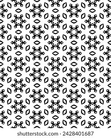 Patrón abstracto sin costuras blanco y negro. Fondo y telón de fondo. Diseño ornamental en escala de grises. Adornos en mosaico. Ilustración gráfica vectorial. EPS10.