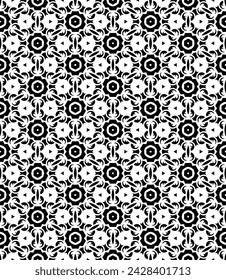 Black and white seamless abstract pattern. Background and backdrop. Grayscale ornamental design. Mosaic ornaments. Vector graphic illustration. EPS10.