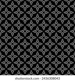 Black and white seamless abstract pattern. Background and backdrop. Grayscale ornamental design. Mosaic ornaments. Vector graphic illustration. EPS10.
