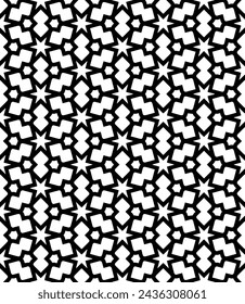 Patrón abstracto sin costuras blanco y negro. Fondo y telón de fondo. Diseño ornamental en escala de grises. Adornos en mosaico. Ilustración gráfica vectorial. EPS10.