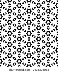 Black and white seamless abstract pattern. Background and backdrop. Grayscale ornamental design. Mosaic ornaments. Vector graphic illustration. EPS10.