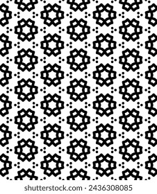 Black and white seamless abstract pattern. Background and backdrop. Grayscale ornamental design. Mosaic ornaments. Vector graphic illustration. EPS10.