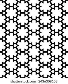 Black and white seamless abstract pattern. Background and backdrop. Grayscale ornamental design. Mosaic ornaments. Vector graphic illustration. EPS10.