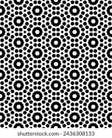 Patrón abstracto sin costuras blanco y negro. Fondo y telón de fondo. Diseño ornamental en escala de grises. Adornos en mosaico. Ilustración gráfica vectorial. EPS10.