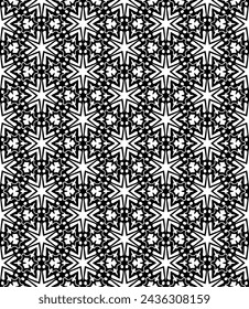 Patrón abstracto sin costuras blanco y negro. Fondo y telón de fondo. Diseño ornamental en escala de grises. Adornos en mosaico. Ilustración gráfica vectorial. EPS10.