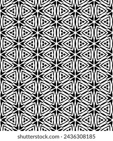 Black and white seamless abstract pattern. Background and backdrop. Grayscale ornamental design. Mosaic ornaments. Vector graphic illustration. EPS10.